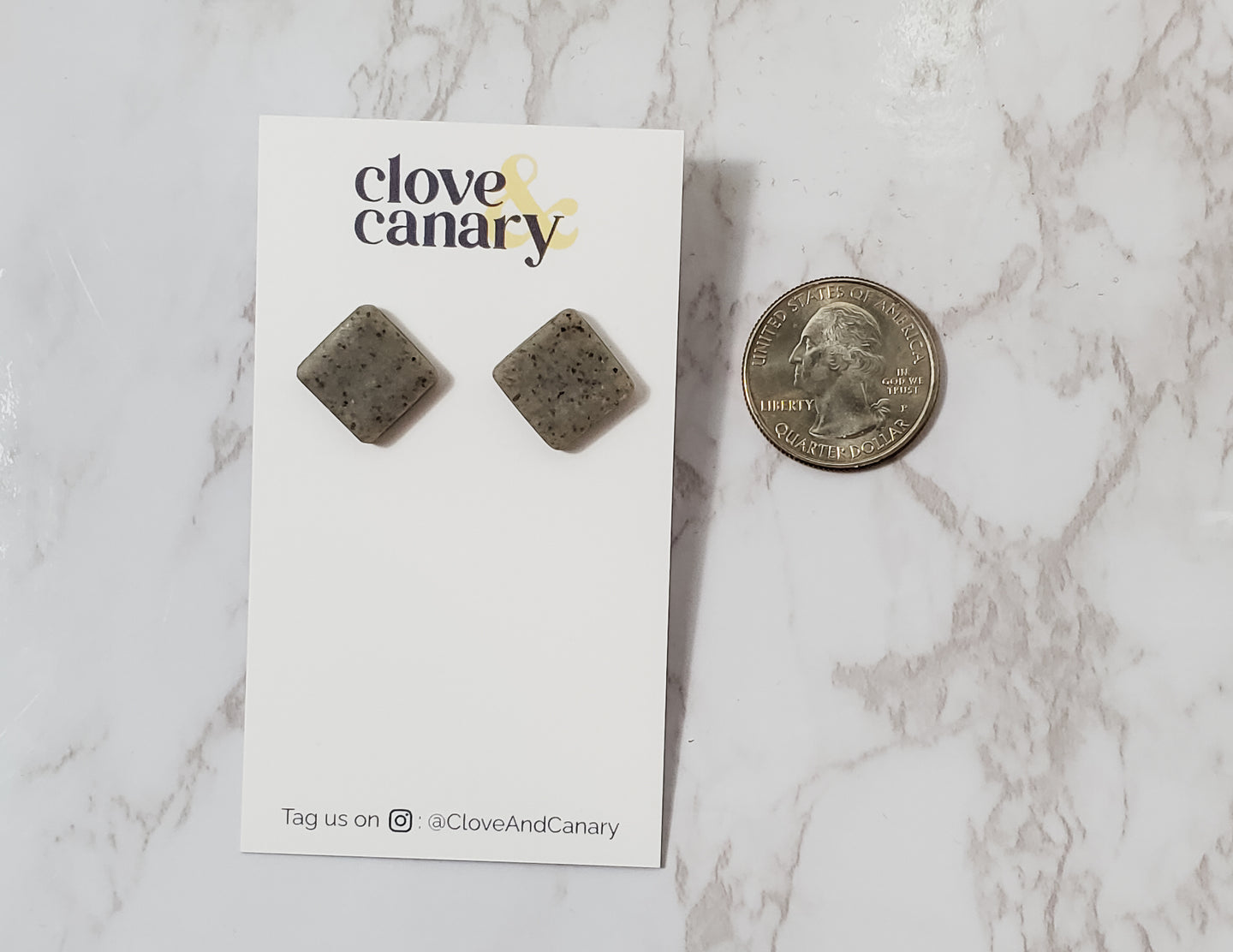 Dark Granite Diamond Stud Earrings